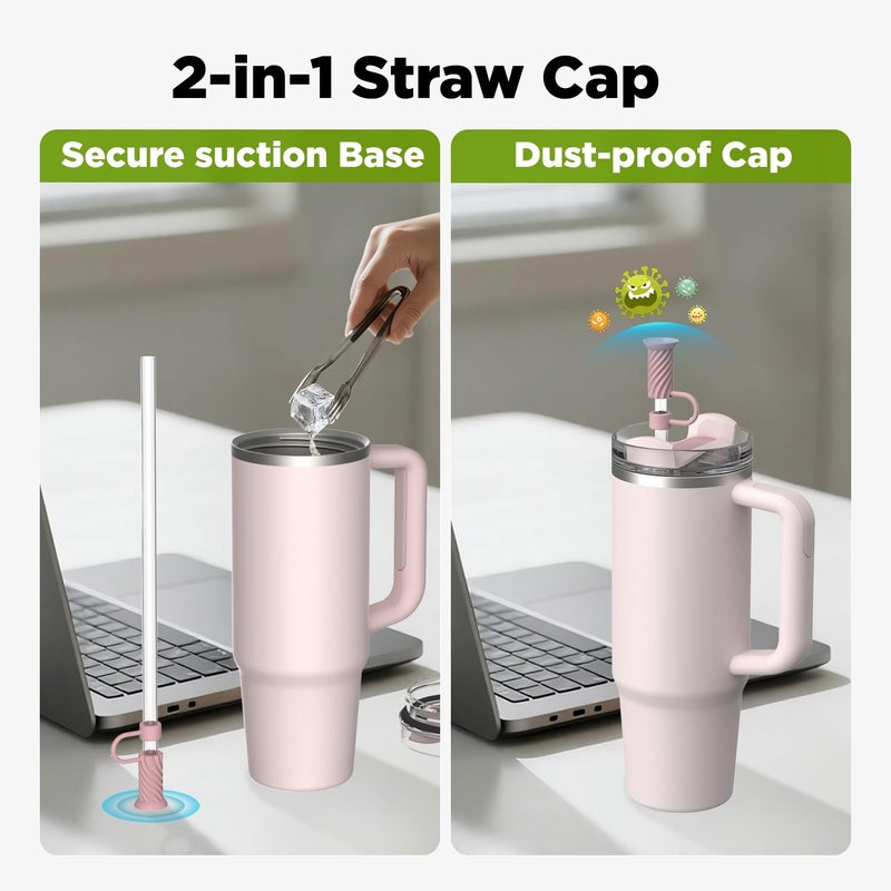 VOGOGE 6 Pcs Straw Cover Caps with Suction Base, 0.4in/10mm Straw Toppers for Stanley Cup 30/40 oz, Multicolor - Image 2