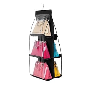 6 Pocket Large Clear Purse Handbag Hanging Storage Bag Organizer Closet Tidy Closet Organizer  - Image 1
