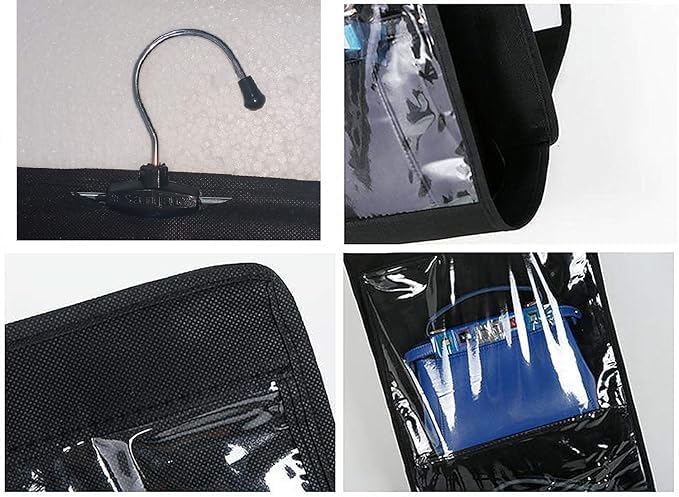 6 Pocket Large Clear Purse Handbag Hanging Storage Bag Organizer Closet Tidy Closet Organizer  - Image 4
