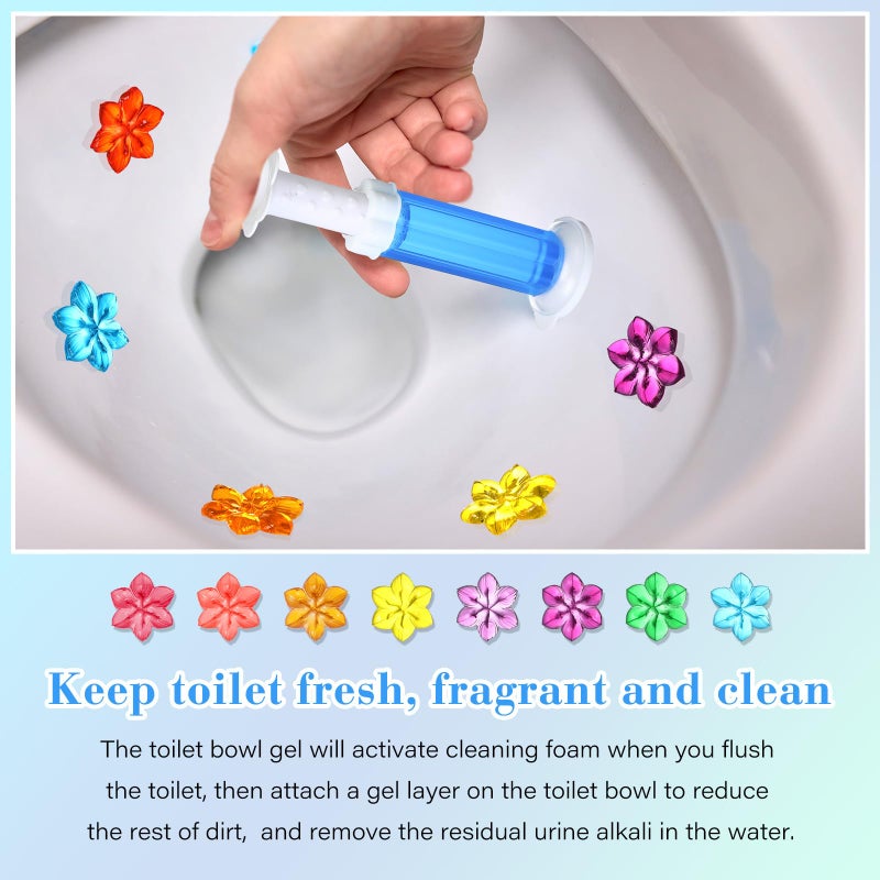 Heigble 8 Pcs Toilet Gels 112 Count 8 Kinds Flower Stamp Bowl Gel Scent Toilet Stain Removal Cleaner Air Freshener Flower Stamps Pack For Bathtubs Bathroom - Image 4