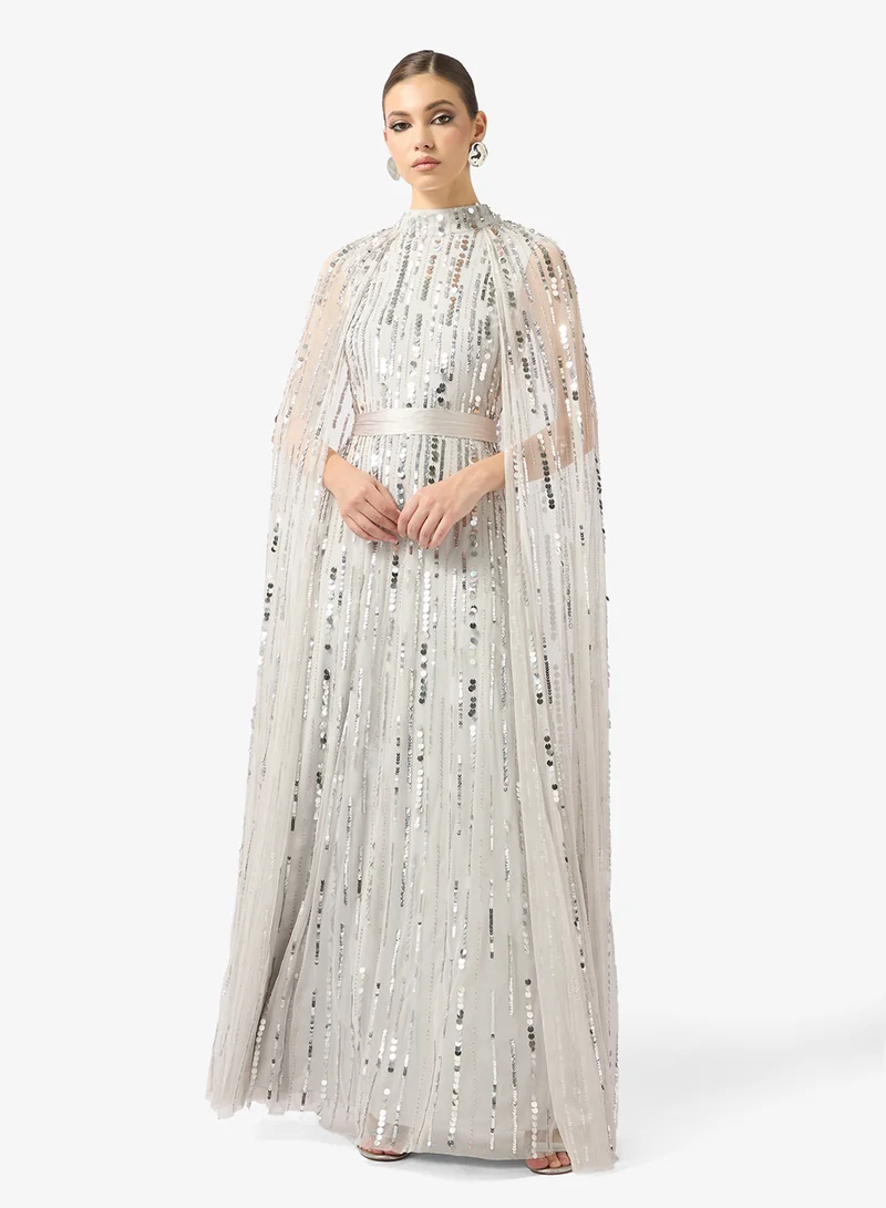 اميليا روز drape sleeve sequin maxi dress