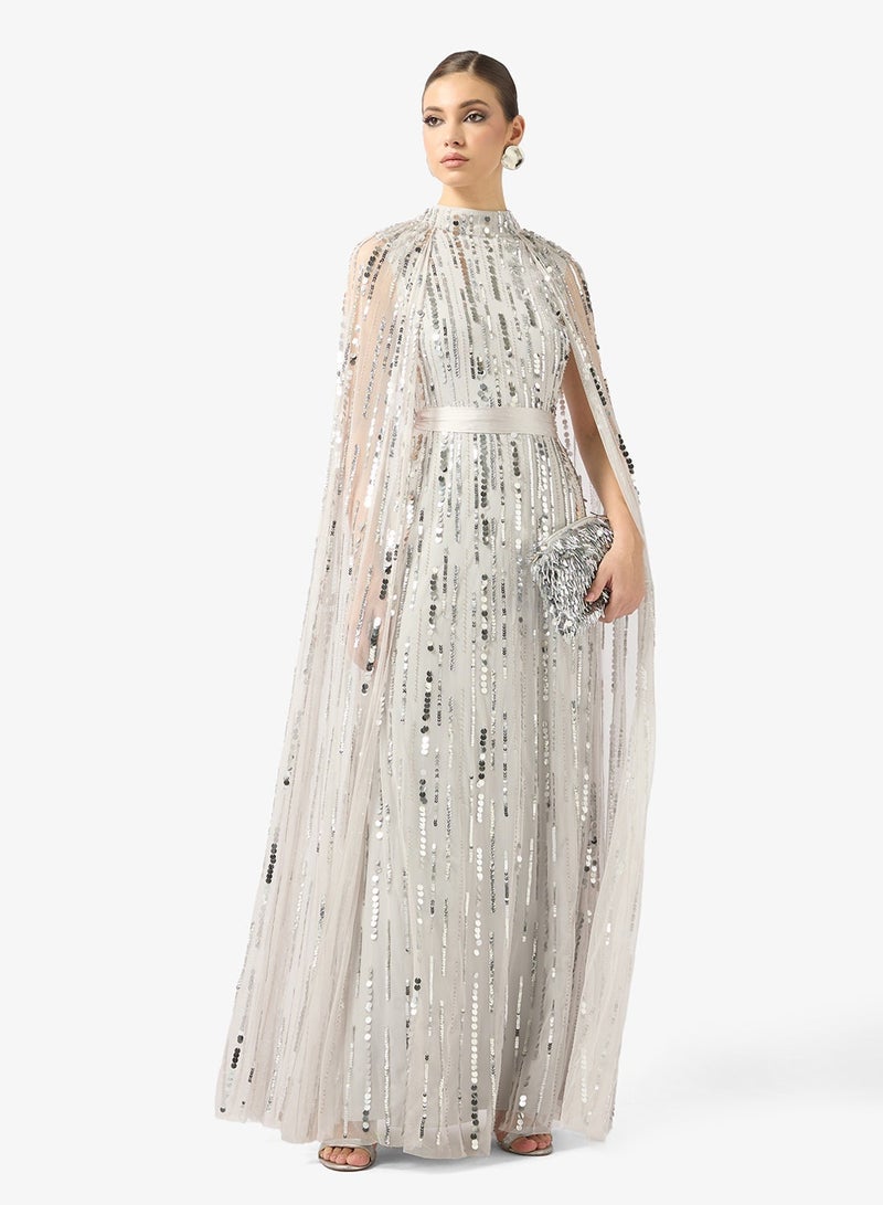 Amelia Rose drape sleeve sequin maxi dress - Image 1