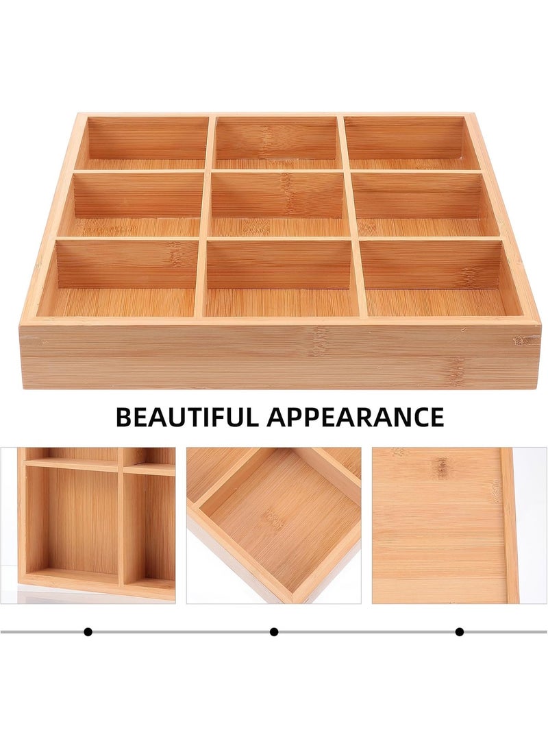 KITCHENOO 9-Compartment Bamboo Snack Tray - Perfect for Dried Fruits, Nuts, and Appetizers | Perfect Kitchen Organizer for Veggies, Pastries, and Desserts - Image 4