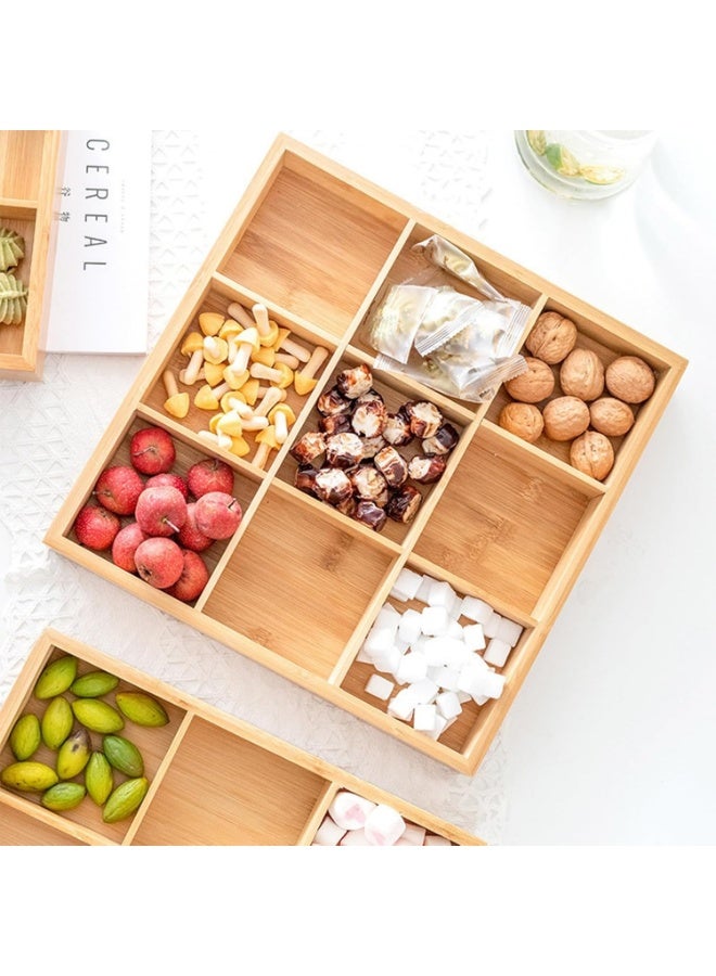 KITCHENOO 9-Compartment Bamboo Snack Tray - Perfect for Dried Fruits, Nuts, and Appetizers | Perfect Kitchen Organizer for Veggies, Pastries, and Desserts - Image 2