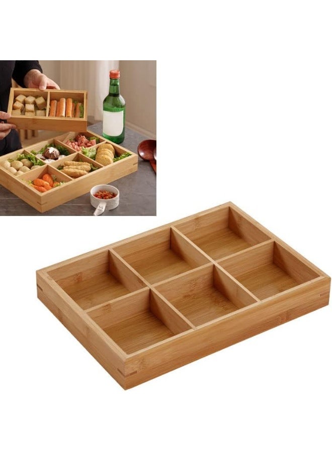 KITCHENOO 9-Compartment Bamboo Snack Tray - Perfect for Dried Fruits, Nuts, and Appetizers | Perfect Kitchen Organizer for Veggies, Pastries, and Desserts - Image 3
