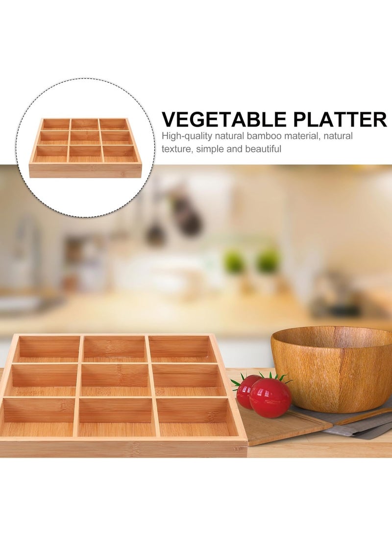 KITCHENOO 9-Compartment Bamboo Snack Tray - Perfect for Dried Fruits, Nuts, and Appetizers | Perfect Kitchen Organizer for Veggies, Pastries, and Desserts - Image 5