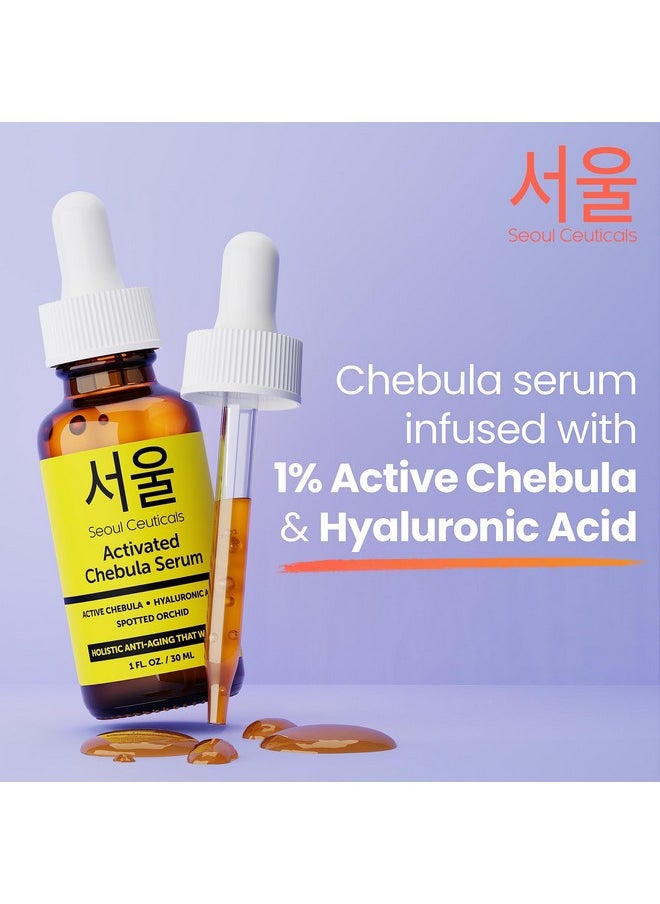 seoulceuticals Chebula Active Serum For Face - Korean Skin Care Anti Aging Natural K Beauty Skincare With Hyaluronic Acid + Spotted Orchid For Healthy, Youthful Glowing Skin 1Oz 