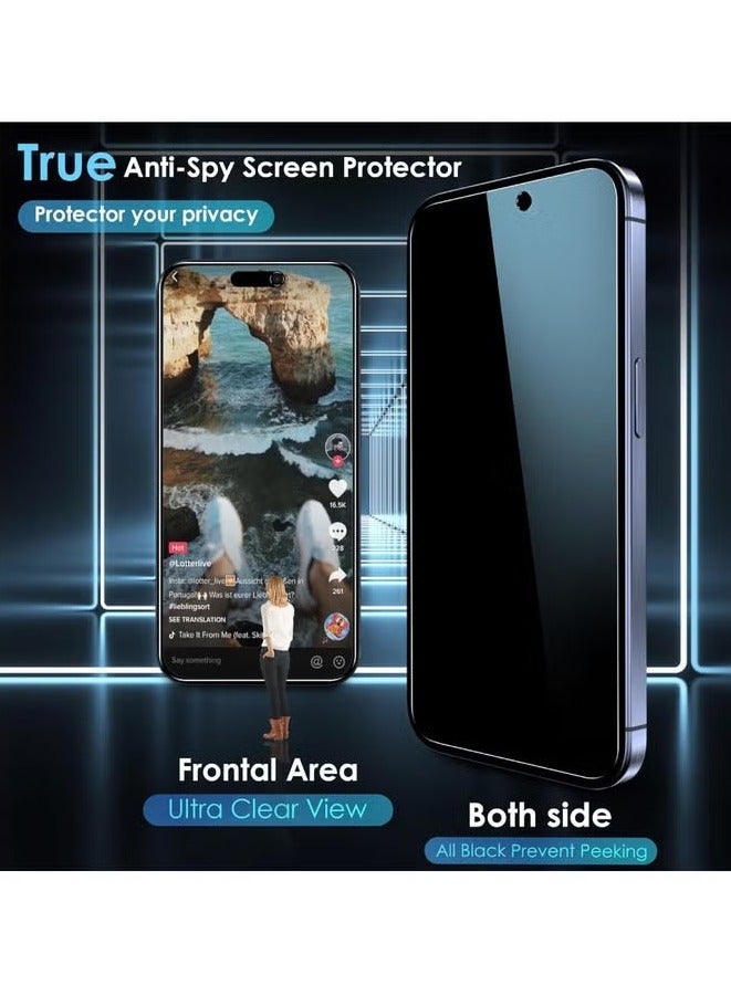 TIGER iPhone 15 Privacy Screen Protector – 3 Pack Anti-Spy Tempered Glass, Scratch-Resistant, Full-Coverage, Bubble-Free, Sensitive Touch, Easy Installation – Compatible with iPhone 15 6.1 Inch - Image 3