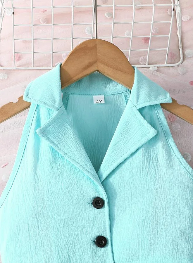 Take Two Take Two Turquoise Sleeveless Top and Bow Detail Flared Pants Set