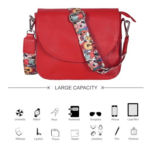 Ozora Genuine Leather Shoulder Crossbody Purse For Women with Adjustable Strap, Mobile Pocket & Outside & Inside Zipper (Red NDM W3) - Image 5