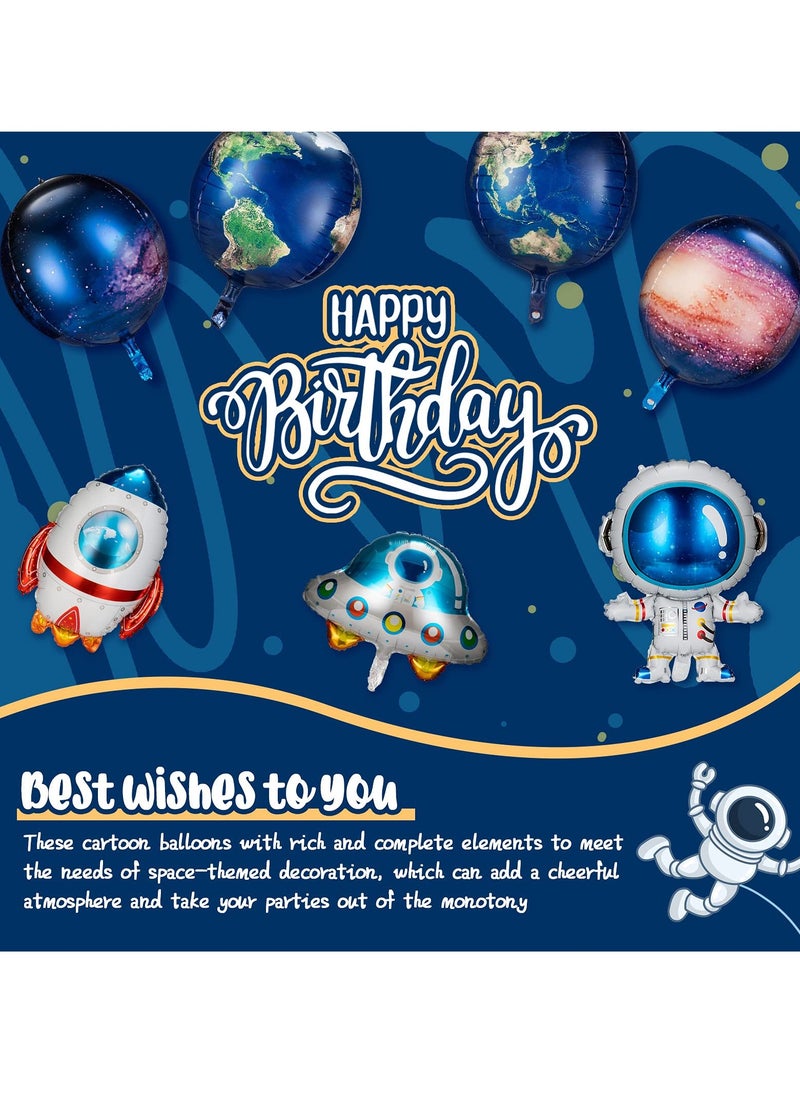 Excefore Galaxy Space Balloons, 8 Pcs Large Outer Space Cartoon Balloons, Inflatable Rocket Astronaut Earth Spaceship Foil Planet Balloons, Space Party Supplies for Birthday Party Baby Shower  - Image 4