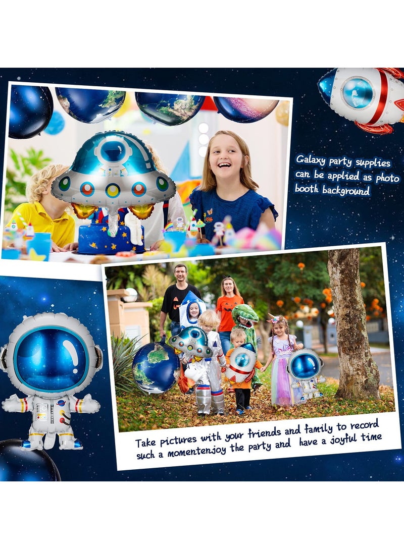 Excefore Galaxy Space Balloons, 8 Pcs Large Outer Space Cartoon Balloons, Inflatable Rocket Astronaut Earth Spaceship Foil Planet Balloons, Space Party Supplies for Birthday Party Baby Shower  - Image 5