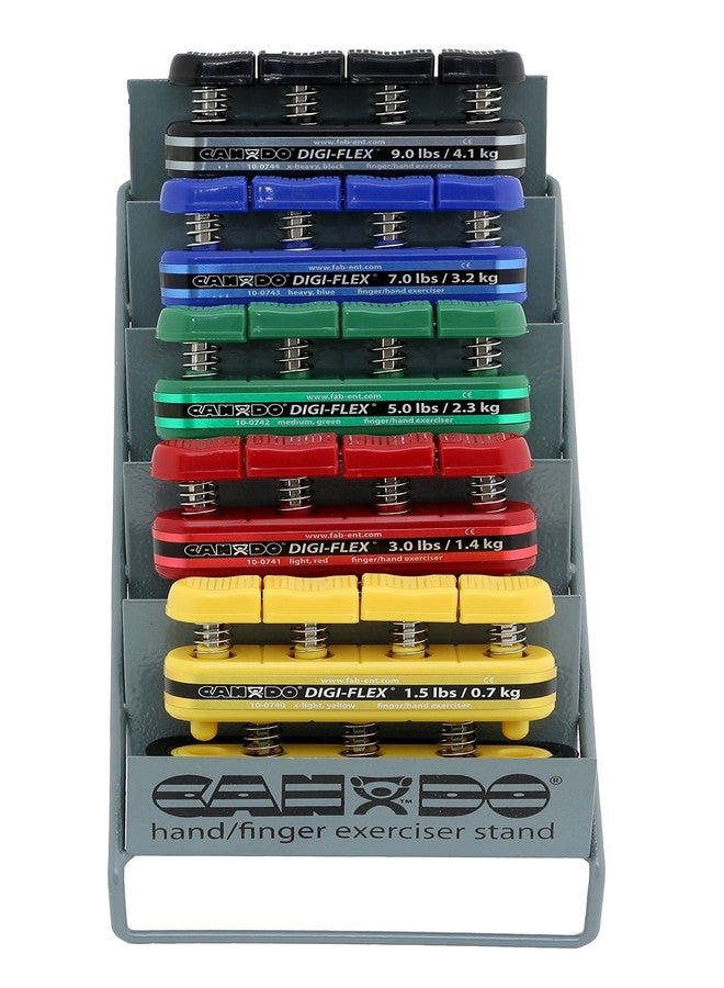 CanDo Digi-Flex Hand and Finger Exerciser 5 Piece Set X-Light - X-Heavy Resistance with Metal Storage Rack- For Dexterity, Strength, and Flexibility for Fingers, Hands, and Forearms - Image 1