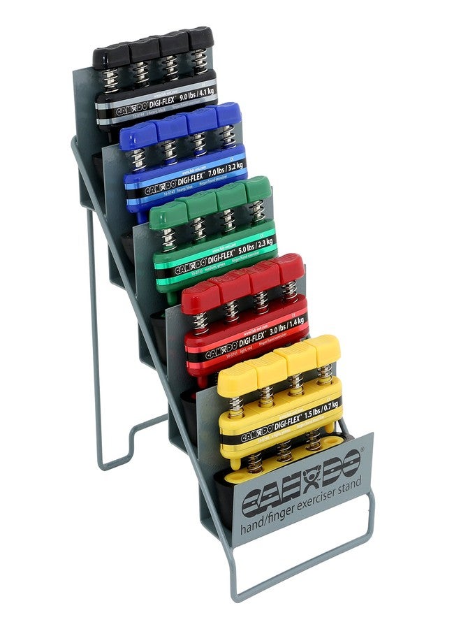 CanDo Digi-Flex Hand and Finger Exerciser 5 Piece Set X-Light - X-Heavy Resistance with Metal Storage Rack- For Dexterity, Strength, and Flexibility for Fingers, Hands, and Forearms - Image 2
