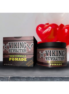 Viking Revolution Viking Revolution Hair Pomade for Men (New Formula) - Medium Hold and Matte Shine Free for Classic Look 4oz - Water Based & Easy to Wash Out  - Image 2