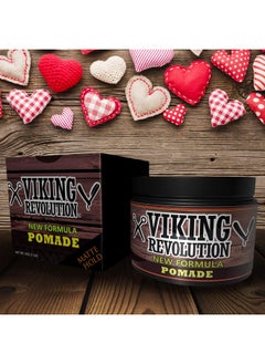 Viking Revolution Viking Revolution Hair Pomade for Men (New Formula) - Medium Hold and Matte Shine Free for Classic Look 4oz - Water Based & Easy to Wash Out  - Image 3