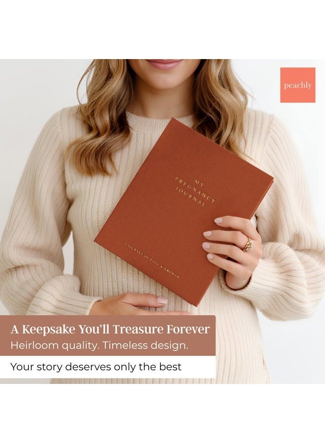 Peachly Pregnancy Journal - Linen Book To Capture Every Milestone Must Haves Baby Keepsake Journals For First Time Moms And Experienced (Rust) - Image 2