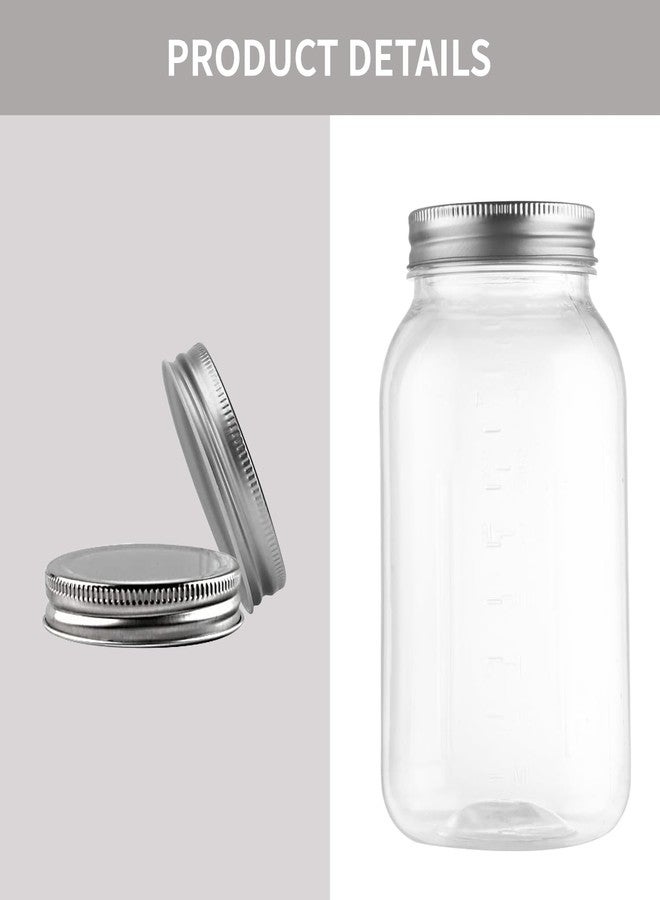 Novelinks 32 oz Plastic Storage Jars with Metal Lids - 12 Pack BPA-Free Clear Food Containers for Pantry, Spices, Snacks, Crafts - Airtight & Leak-Proof Reusable Jars for Kitchen and Home Use (Silver) - Image 2