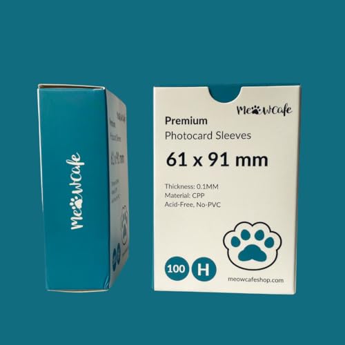MEOWCAFE Premium CPP Card Sleeves in Box Design, Strong, Thick, High Clarity Kpop Photocard Sleeve, 100 Sleeves (58x89mm (120 Micron)) - Image 1
