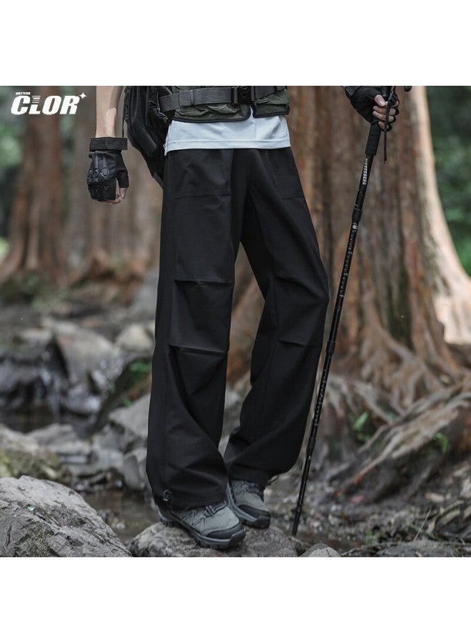 Clor Outdoor Work Pants For Men, Spring And Summer Windproof Thin Ice Silk Sports Hiking Casual Straight-leg Pants Cl52-1 Black S - Image 3