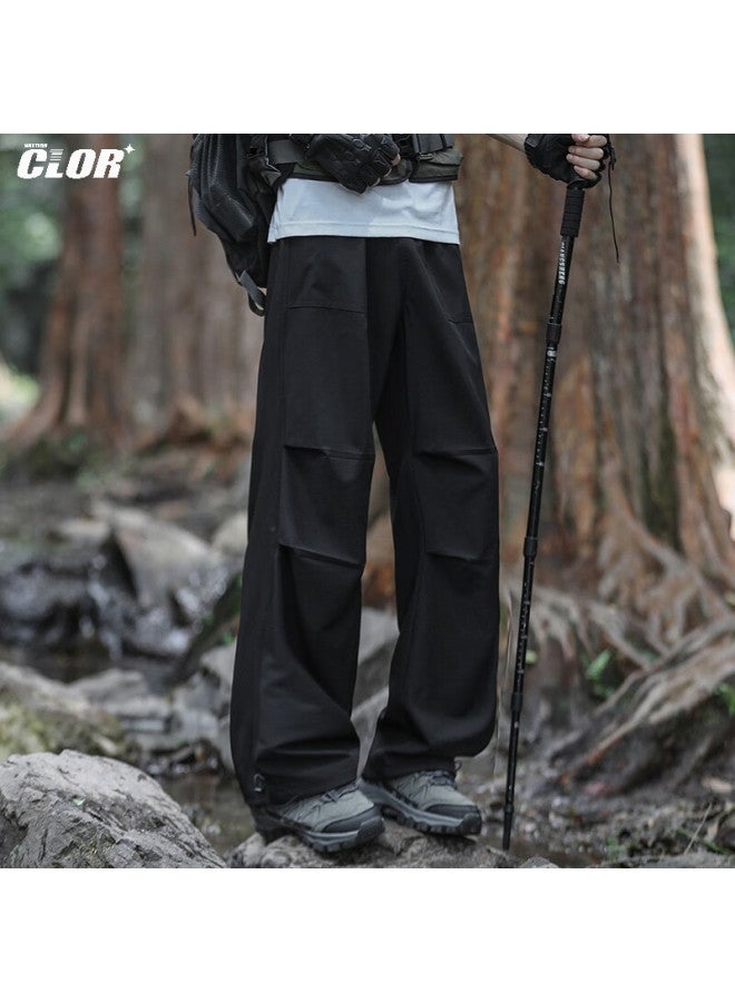Clor Outdoor Work Pants For Men, Spring And Summer Windproof Thin Ice Silk Sports Hiking Casual Straight-leg Pants Cl52-1 Black S - Image 4