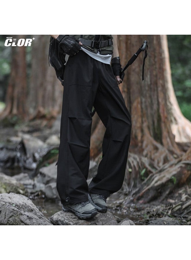 Clor Outdoor Work Pants For Men, Spring And Summer Windproof Thin Ice Silk Sports Hiking Casual Straight-leg Pants Cl52-1 Black S - Image 2