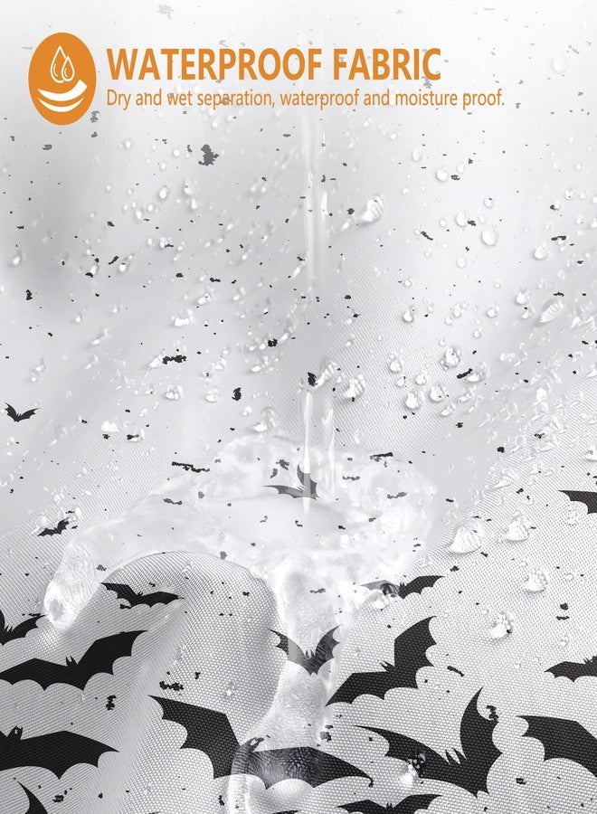 ميهوفوند ستارة حمام هالوين من MEHOFOND بدون خطافات مع بطانة قابلة للتركيب، ستارة حمام بتصميم خفاش بدون خطافات، ستارة حمام بتصميم خفاش أسود طائر، ديكور حمام مرعب للهالوين، ستارة من قماش البوليستر المقاوم للماء والقابل للغسل، مقاس 71 × 74 بوصة - Image 4