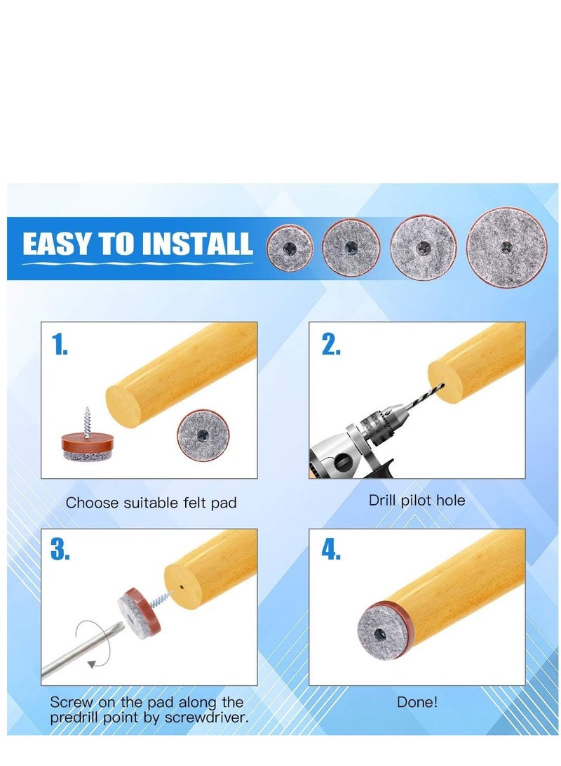 KASTWAVE 50Pcs 20mm Brown Screw-on Furniture Antiskid Felt Pad Slider Floor Protector for Wooden Leg Feet of Chair Table Sofa Stool (50Pcs 20MM) - Image 5