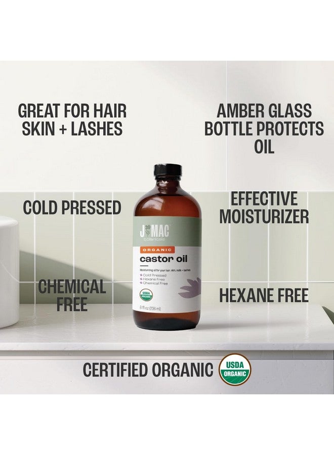 J MAC botanicals J MAC BOTANICALS, Organic Castor Oil Cold Pressed (Glass Bottle, 8 oz) pure unrefined, hexane free for face, skin, eyelashes, pack wraps, pads - Image 4