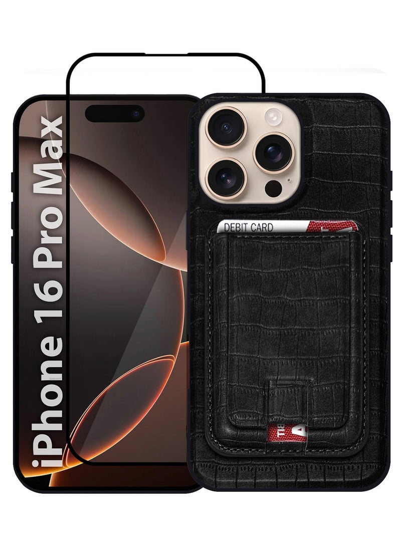 CATANES - iPhone 16 Pro Max Case 2 Pack, Soft Flexible PU Leather, Durable Anti-Scratch Case with Detachable Classic Card Wallet Holder,1 case 1 Screen Protector - Image 1