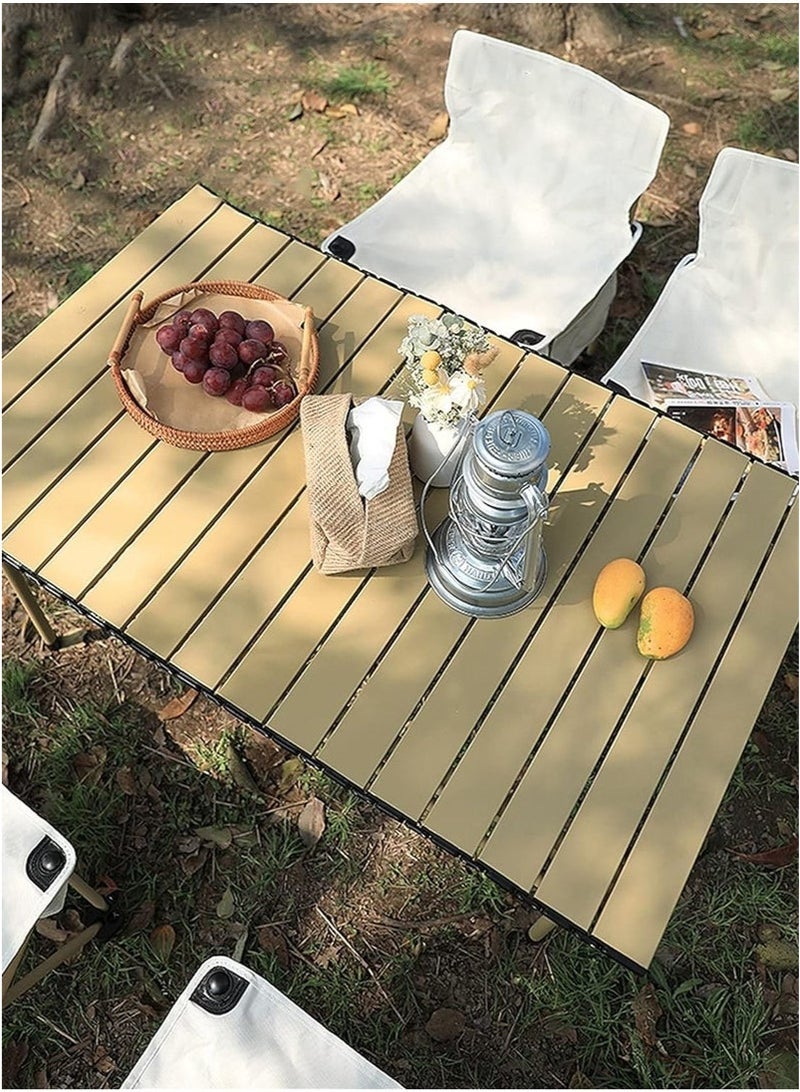 Mereza Foldable Camping Table, Outdoor Folding Table, Portable Family Outing Camping Picnic Table - Beige Table (95*55*50cm) - Image 4