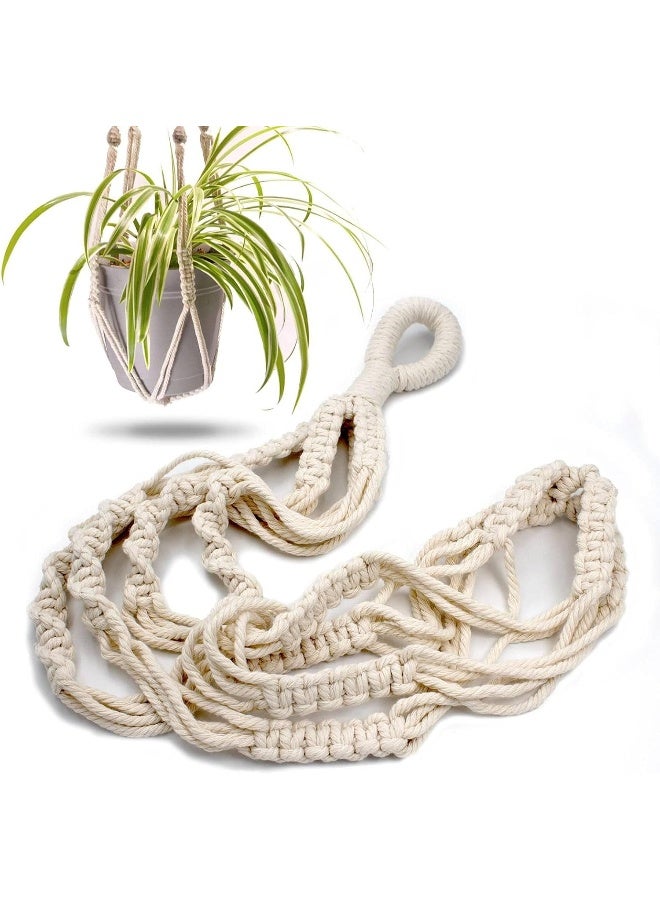 BundleBee Macrame Plant Hanger with Short Rope (No Tassel) - 23 Inch - Knitted Cotton Macrame Cord for Boho Decor Flower Pots - Bohemian Chic Home Decor, Simple Indoor Outdoor Hanging Houseplants or Terrarium  - Image 1