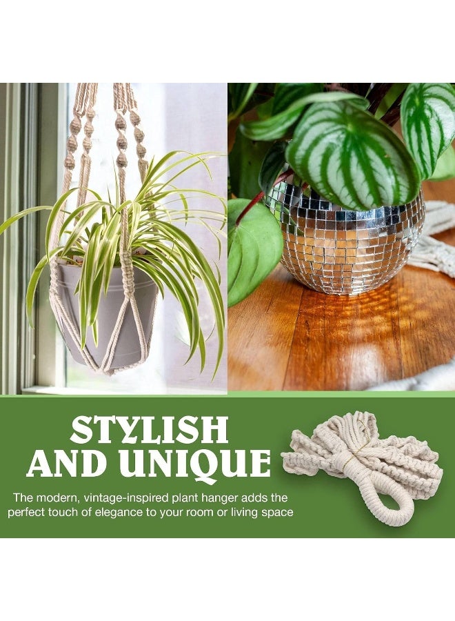 BundleBee Macrame Plant Hanger with Short Rope (No Tassel) - 23 Inch - Knitted Cotton Macrame Cord for Boho Decor Flower Pots - Bohemian Chic Home Decor, Simple Indoor Outdoor Hanging Houseplants or Terrarium  - Image 4