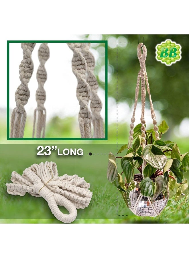BundleBee Macrame Plant Hanger with Short Rope (No Tassel) - 23 Inch - Knitted Cotton Macrame Cord for Boho Decor Flower Pots - Bohemian Chic Home Decor, Simple Indoor Outdoor Hanging Houseplants or Terrarium  - Image 3