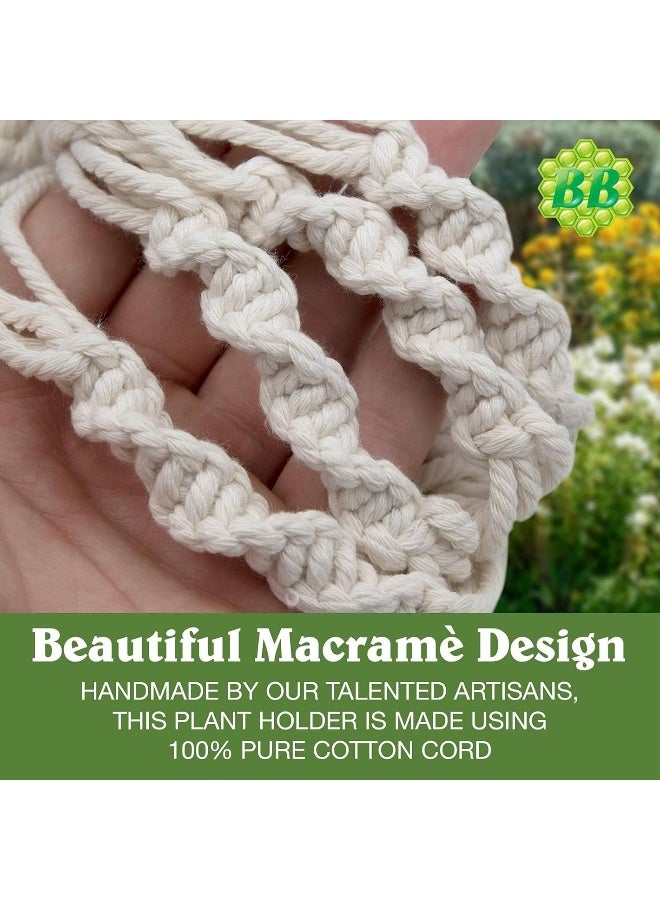 BundleBee Macrame Plant Hanger with Short Rope (No Tassel) - 23 Inch - Knitted Cotton Macrame Cord for Boho Decor Flower Pots - Bohemian Chic Home Decor, Simple Indoor Outdoor Hanging Houseplants or Terrarium  - Image 5