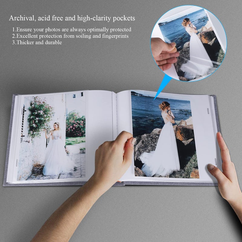 1DOT2 Small Photo Album 5x7 Hold 50 Vertical Photos with Memo Slip-in Pockets  Mini Linen Cover 5x7 Photo Albums with Writing Space for Wedding Baby Family Picture Book Grey - Image 2