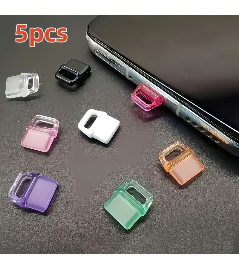 5 قطع ورد متعدد الألوان من السيليكون حماية لمنفذ USB-C عالمي غطاء من النوع C للهواتف المحمولة وأجهزة الكمبيوتر المحمول والأجهزة اللوحية - Image 2