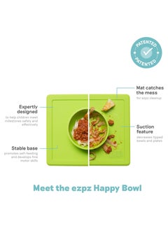 ezpz Happy Bowl 24 Months + 100% Silicone Suction Plates For Babies - Baby Plate - Bowl With Built-In Placemat For Toddlers And Preschoolers - Sage  - Image 3