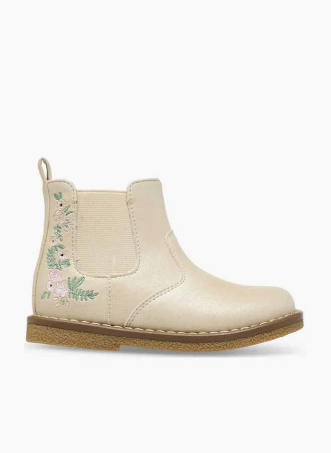 JUNIORS Embroidered Ankle Boots with Zip Closure