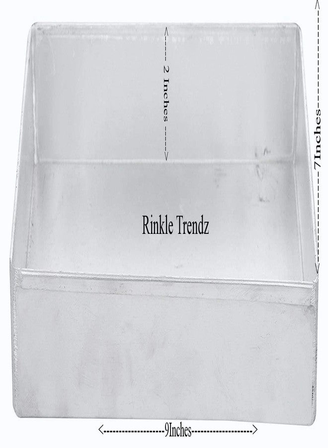 RINKLE TRENDZ Aluminium Rectangle Cake Pan Cake Mould Cake Tin Tray Sweet Tray Baking Tray - 7 X 9 X 2 Inches,Silver - Image 2