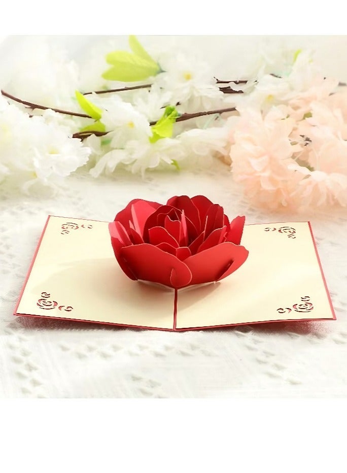 3D Pop-Up Greeting Card with Envelope, Red Rose Greeting Card, Birthday Card, Anniversary Card, For Mom, Partner, Friend. - Image 5