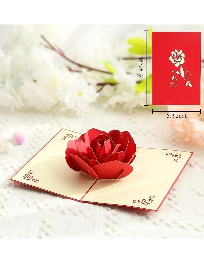 3D Pop-Up Greeting Card with Envelope, Red Rose Greeting Card, Birthday Card, Anniversary Card, For Mom, Partner, Friend. - Image 2