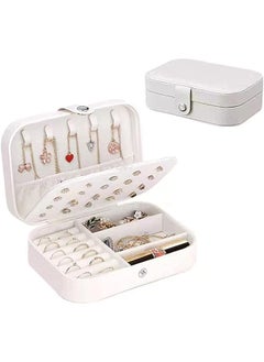 SCIENISH Style Fresh And Simple Girl Earrings Plate Jewelry Box Protable Leather Earrings Ring Multi-function Jewelry Storage Box (Snow White)  - Image 1