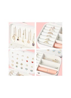 SCIENISH Style Fresh And Simple Girl Earrings Plate Jewelry Box Protable Leather Earrings Ring Multi-function Jewelry Storage Box (Snow White)  - Image 2