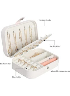 SCIENISH Style Fresh And Simple Girl Earrings Plate Jewelry Box Protable Leather Earrings Ring Multi-function Jewelry Storage Box (Snow White)  - Image 3