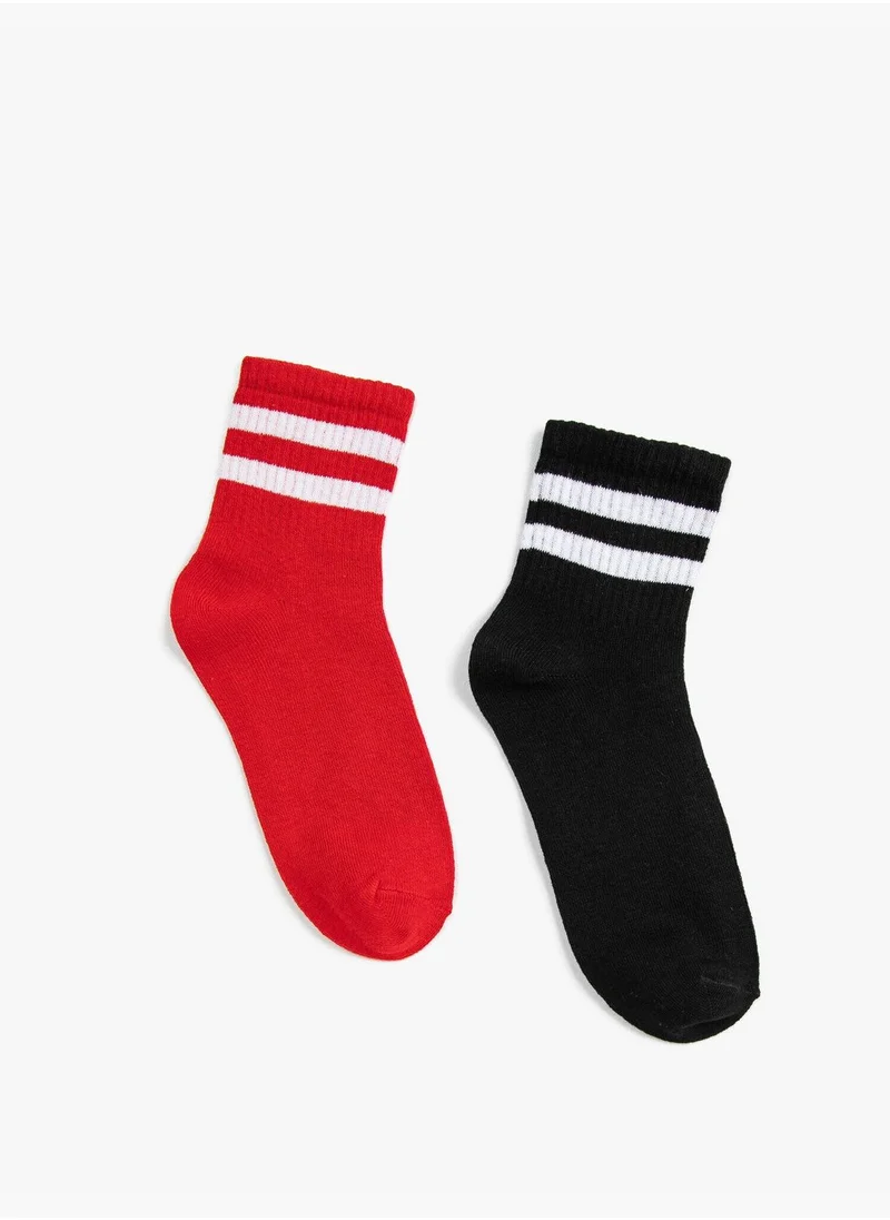 كوتون Stripe Detail Long Socks