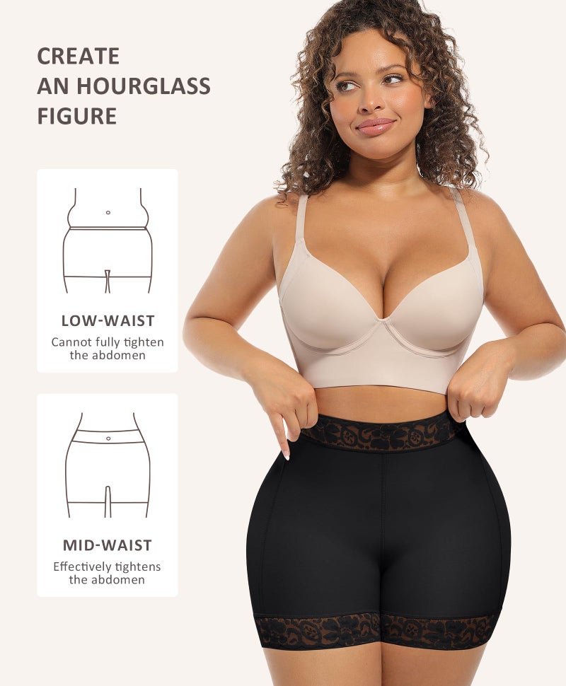 FeelinGirl Plus Size Shaper Shorts Booty Lifting Shapewear for Women Tummy Control Panty Black XXL - Image 3
