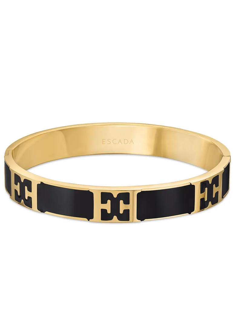 إسكادا Scarlett Gold Plated Bangle with Logo Cutout and Black Enamel Detail