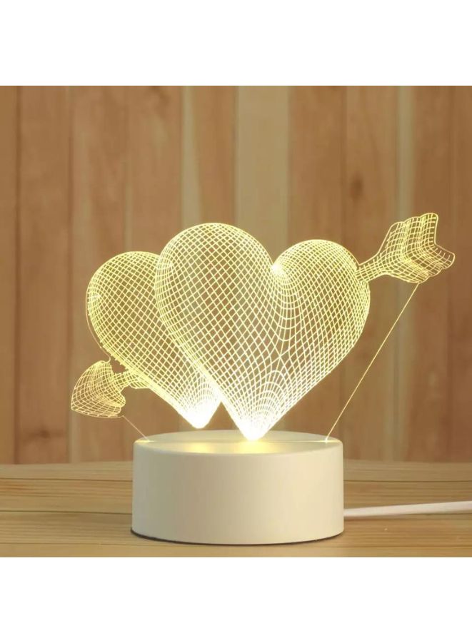 Fatio Two Hearts Arrow 3D LED Acrylic Night Light | Love Design USB & Battery Powered Table Lamp | 20 x 20 x 11 cm - Image 1