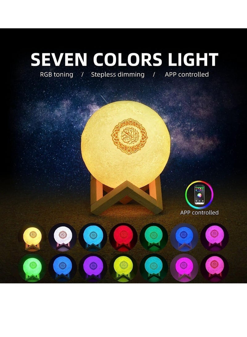 Moon Lamp Quran Speaker - Kids Night Light Galaxy Lamp 7 Colors LED 3D Star Moon Light with Stand, Remote & Touch & APP Control, USB Rechargeable Quran Recitation Eid Mubarak hajj Gifts - Image 2